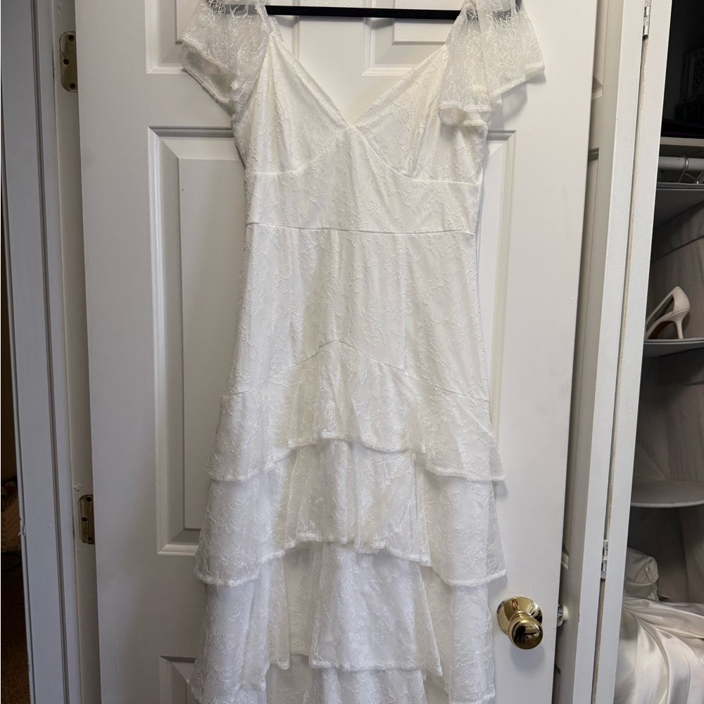 Lulu's White Lace Tiered Dress